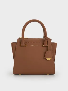 Harper Geometric Top Handle Bag - Chocolate