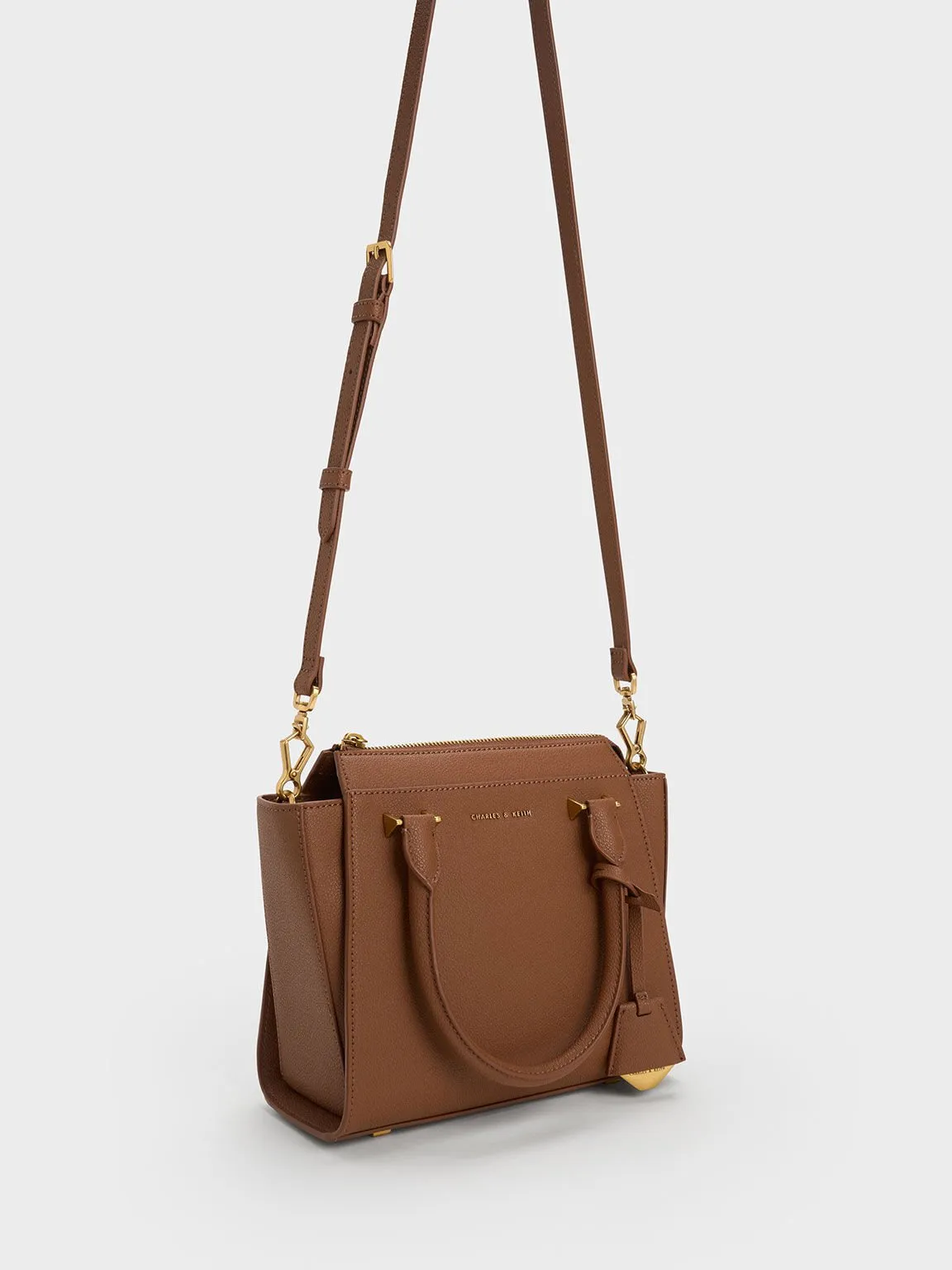 Harper Geometric Top Handle Bag - Chocolate