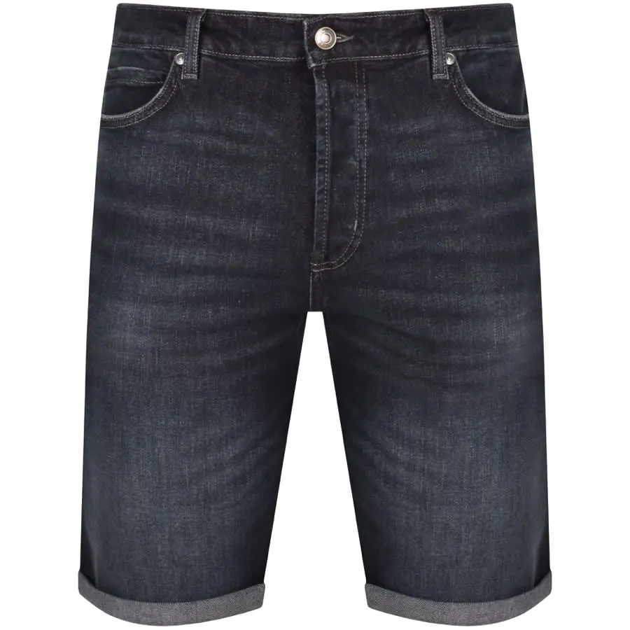 HUGO 634 Denim Logo Dark Wash Shorts Black