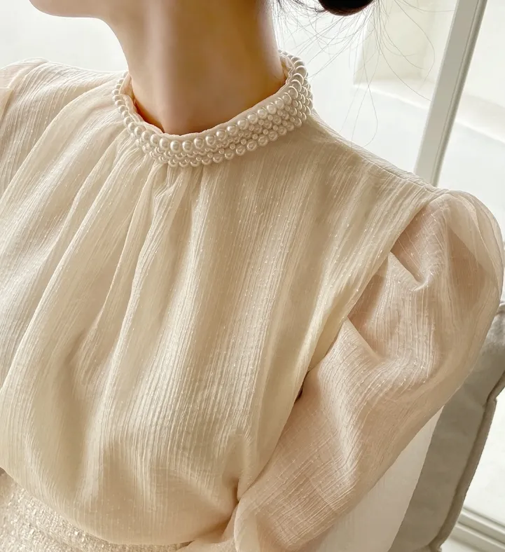 I AM MARI  |Long Sleeves Plain Elegant Style Shirts & Blouses