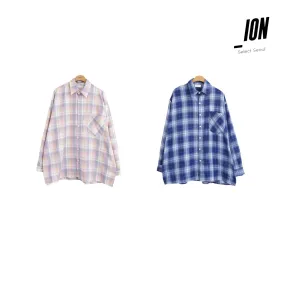 IONSEOUL  |Other Plaid Patterns Unisex Street Style Long Sleeves