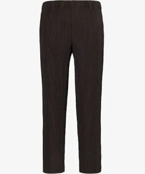 Issey Miyake Mens Brown Kersey Pleats two-slip-pockets straight-leg regular-fit knitted trousers