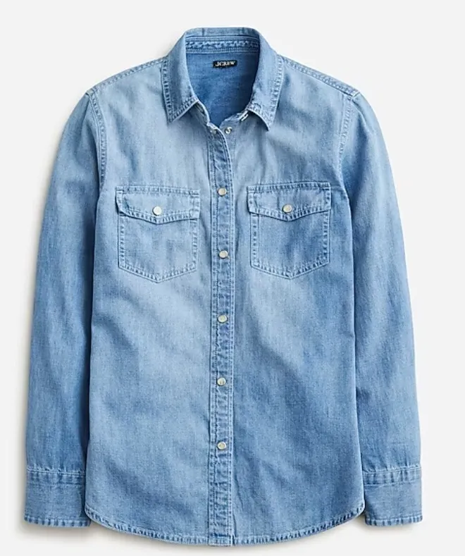 J Crew  |Casual Style Denim Long Sleeves Plain Cotton Office Style