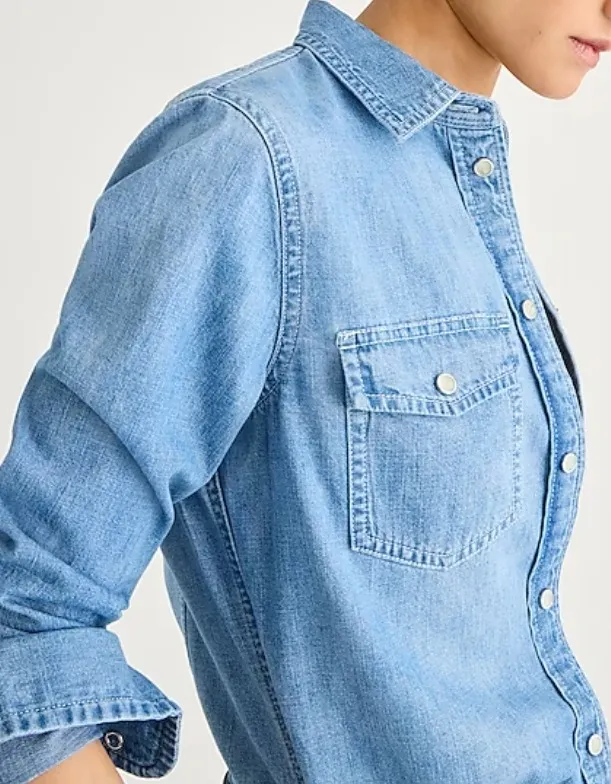 J Crew  |Casual Style Denim Long Sleeves Plain Cotton Office Style