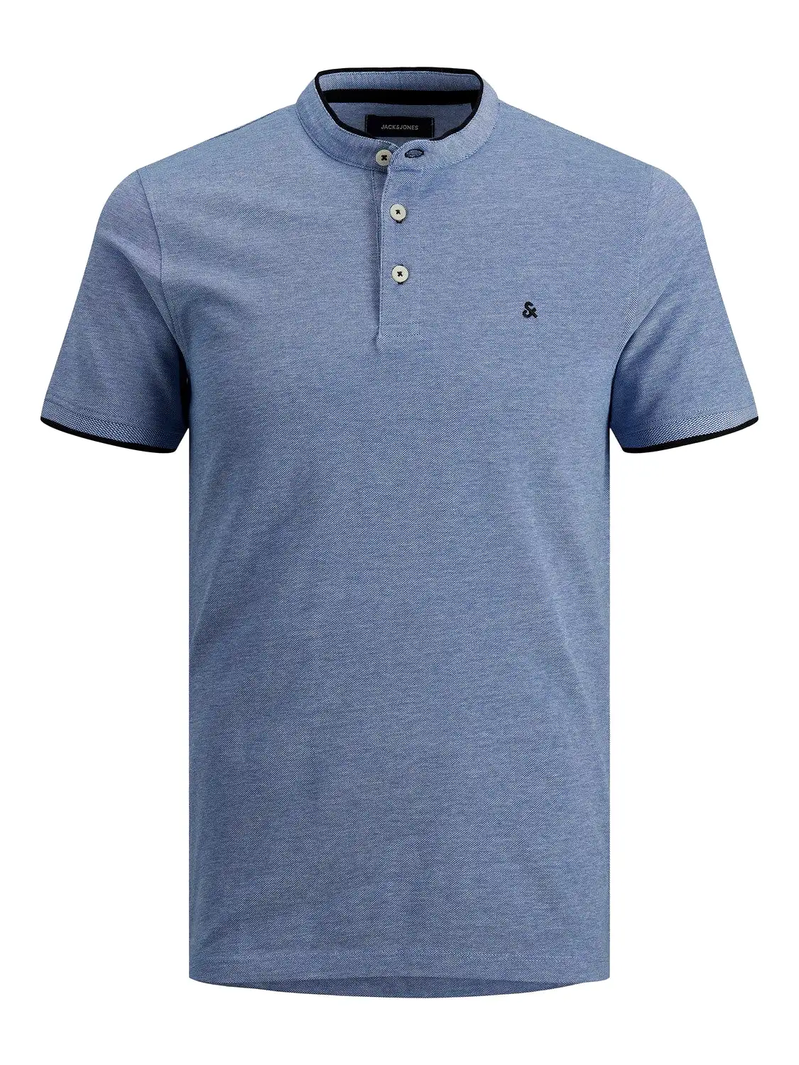 Jack & Jones Mens 'JJ Paulos Mao' Grandad Neck Polo T-Shirt