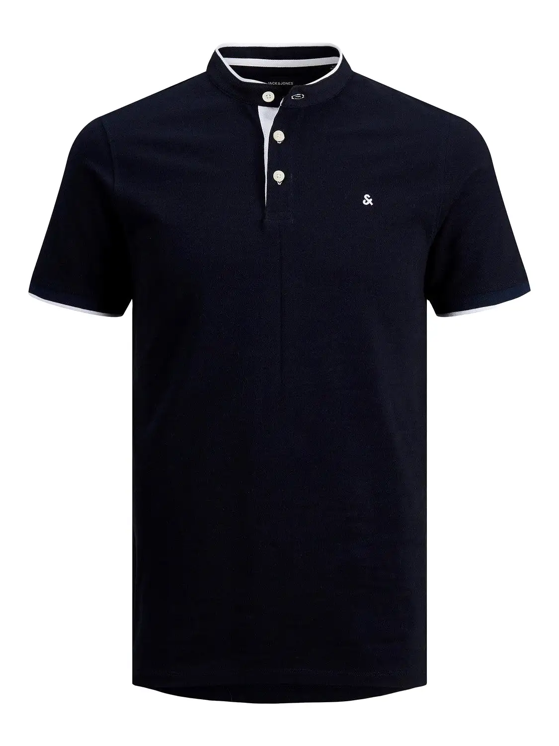 Jack & Jones Mens 'JJ Paulos Mao' Grandad Neck Polo T-Shirt