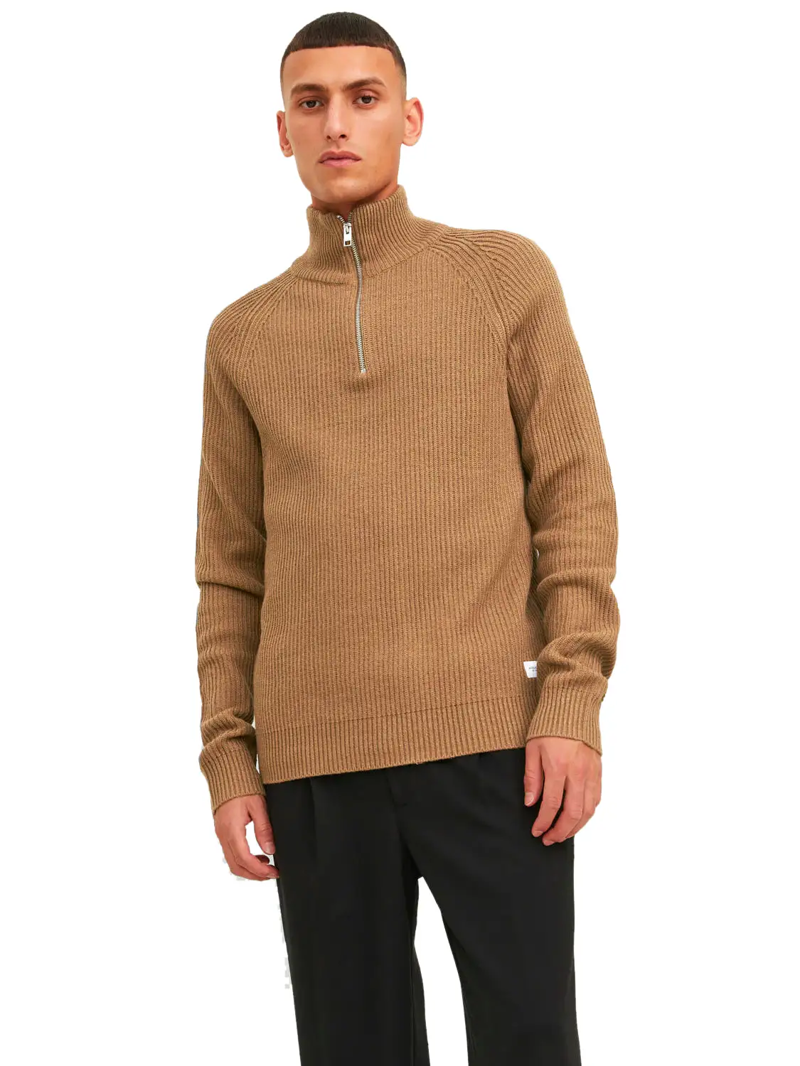 Jack & Jones Mens 'JJPANNEL' Half Zip Flunnel Neck Knit Jumper