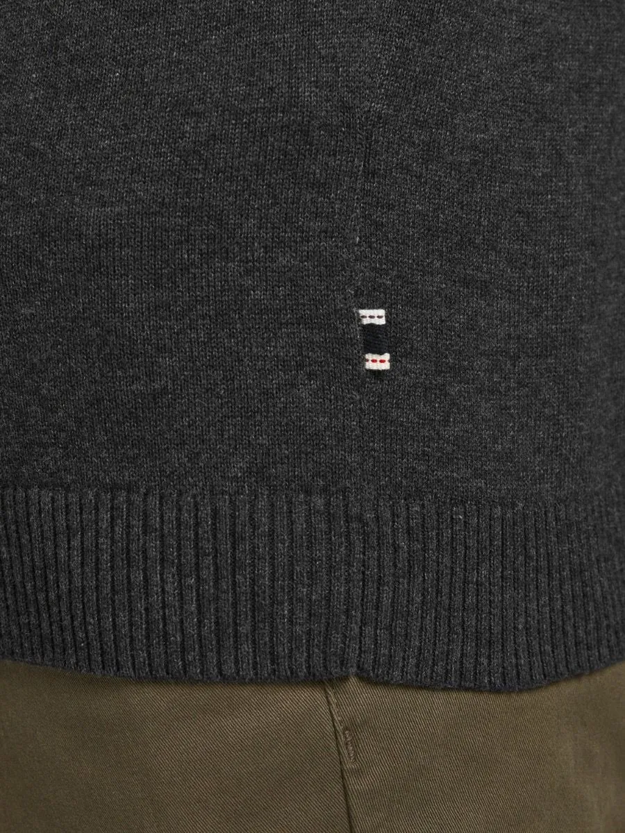 Jack & Jones Basic Knit V-Neck Jumper Dark Grey Melange