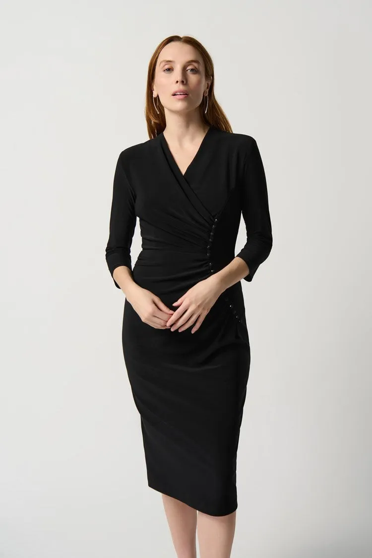 Joseph Ribkoff Silky Knit Sheath Dress With Front Pleats