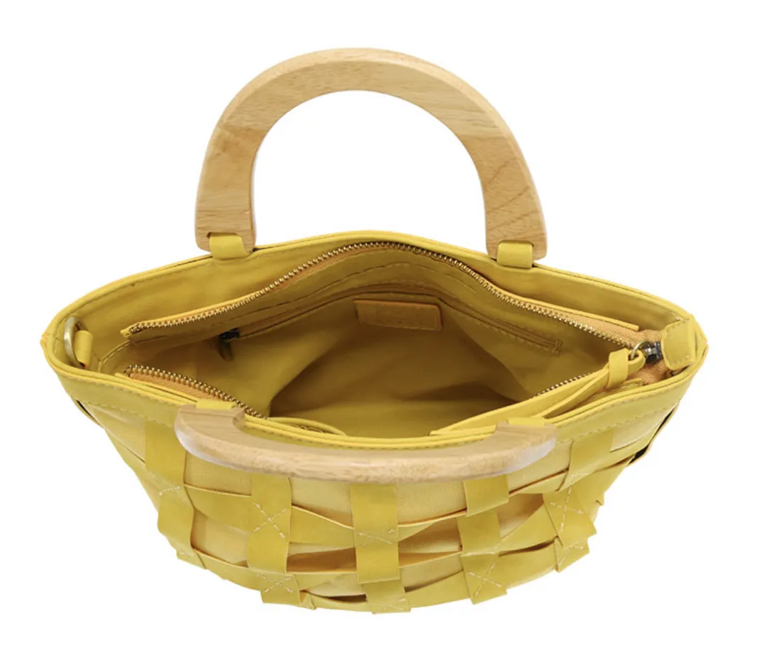 JOY SUSAN CORA CAGED WOOD HANDLE BAG