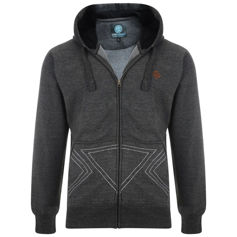 Kam Eagle Print Hoody - Charcoal