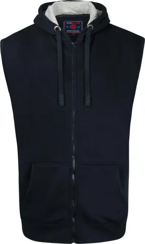 Kam Fleece Lined Sleeveless Zip Thru Hoody - Navy