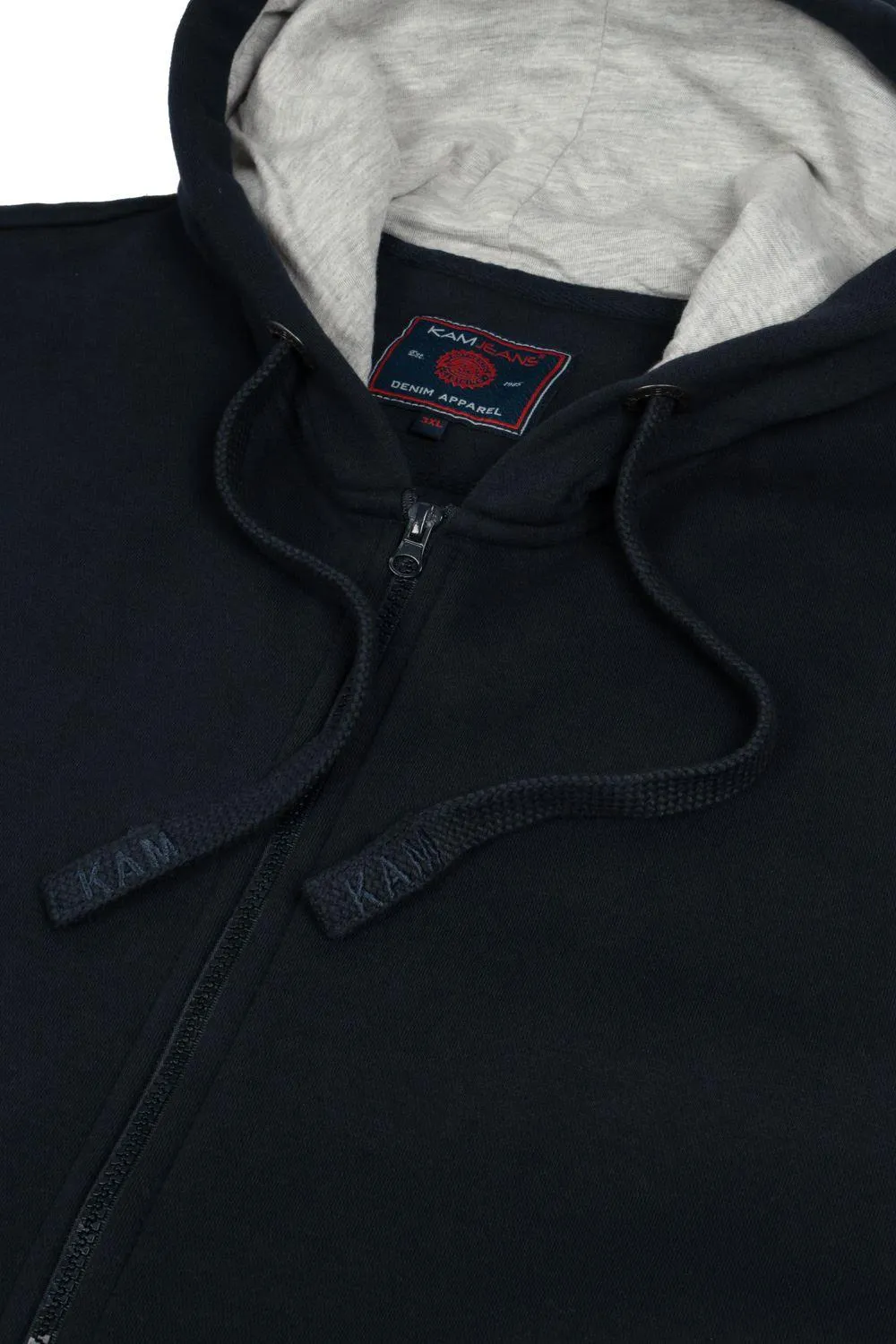 Kam Fleece Lined Sleeveless Zip Thru Hoody - Navy