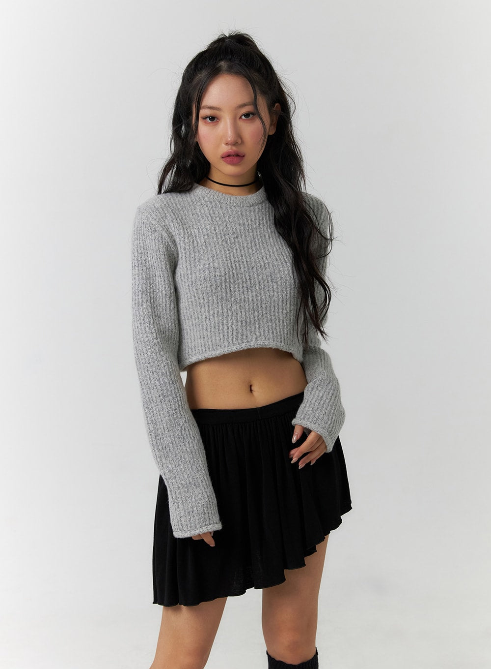 Knit Long Sleeve Crop Top CF405