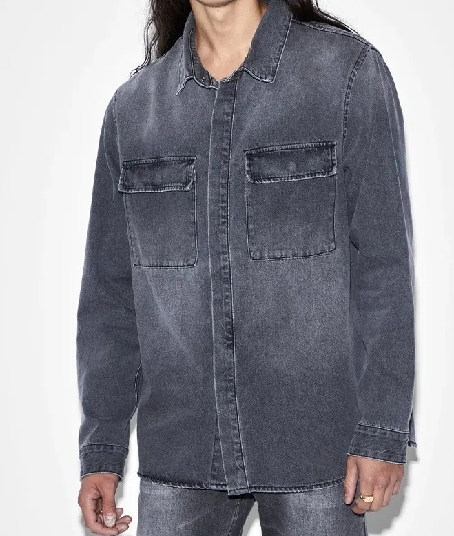 KSUBI  |Unisex Denim Street Style Long Sleeves Cotton Oversized Logo