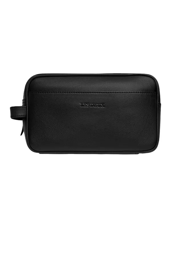 Les Deux Leather Wash Bag Black