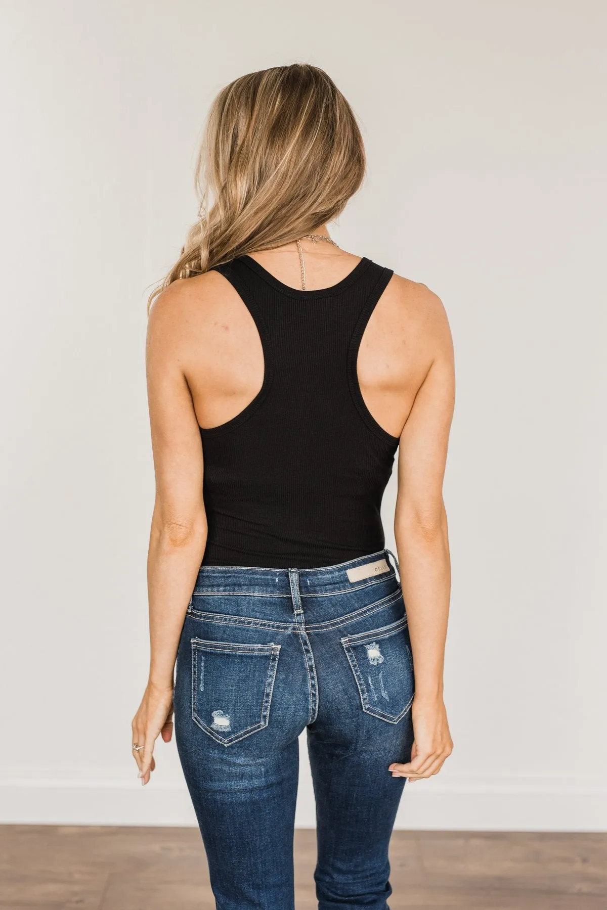 Let Them Wonder Button Bodysuit- Black