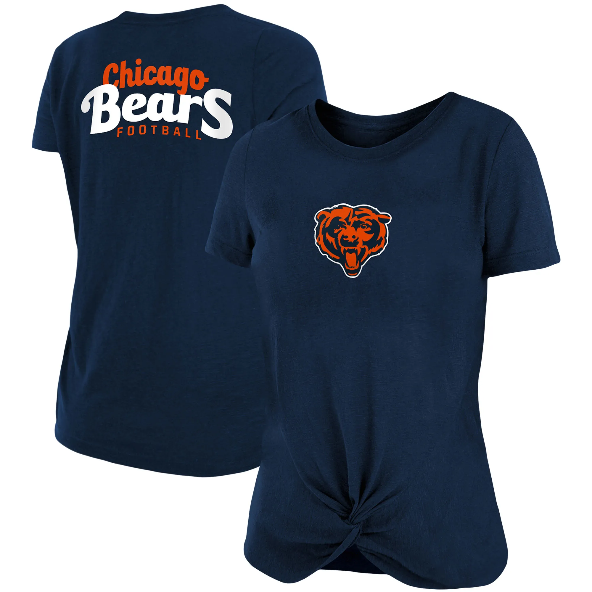 Lids Women's New Era Navy Chicago Bears Slub T-Shirt with Front Twist Knot