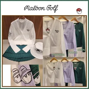 Malbon Golf  |Street Style Long Sleeves Plain Logo Cardigans