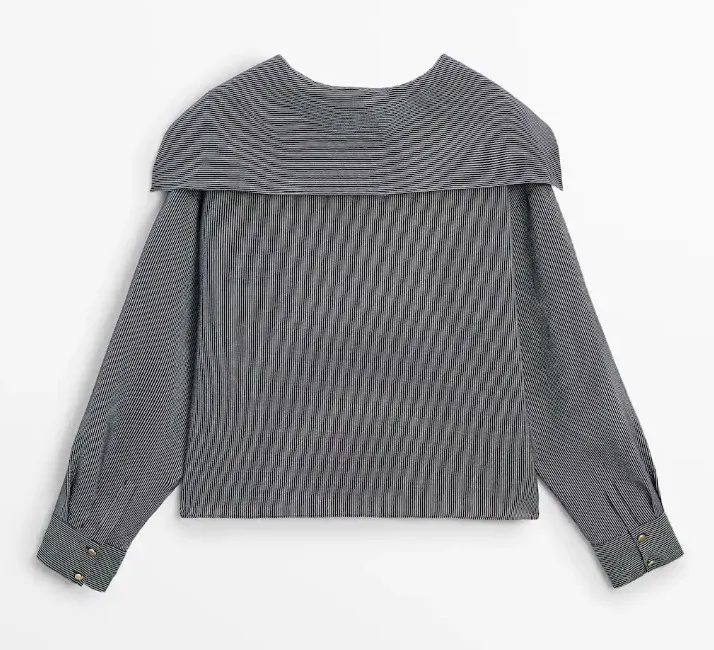 Massimo Dutti  |Stripes Casual Style Silk Long Sleeves Cotton Elegant Style