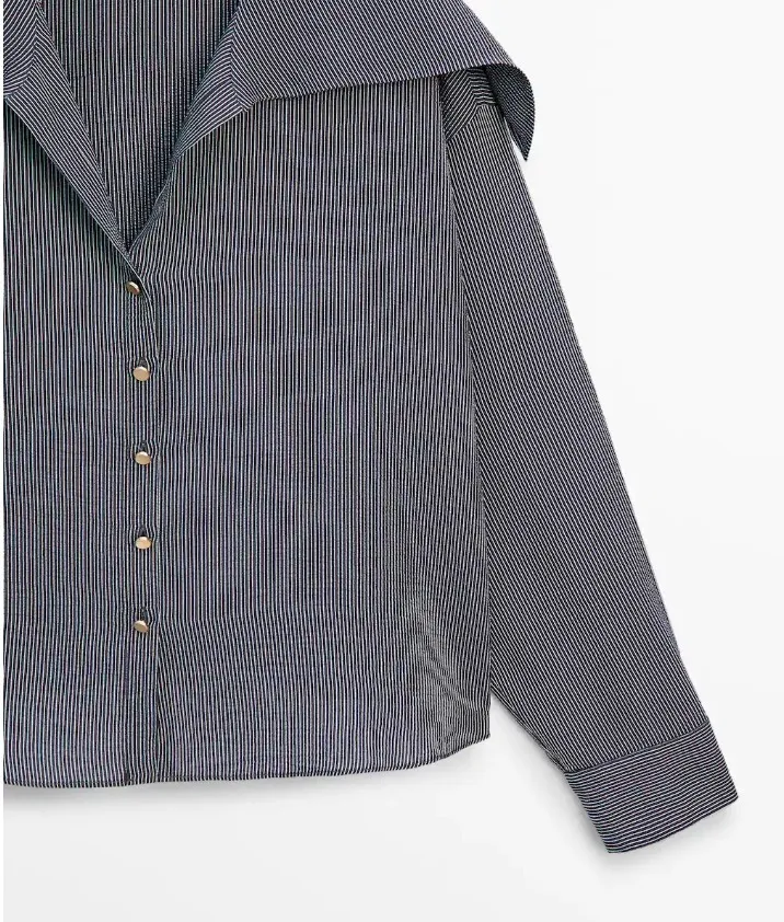 Massimo Dutti  |Stripes Casual Style Silk Long Sleeves Cotton Elegant Style