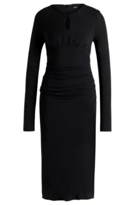 Matte-jersey dress with keyhole neckline