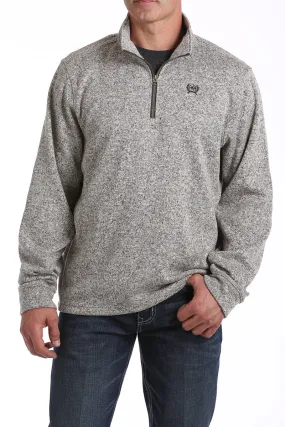 MENS 1/4 ZIP SWEATER KNIT FLEECE PULLOVER - KHAKI