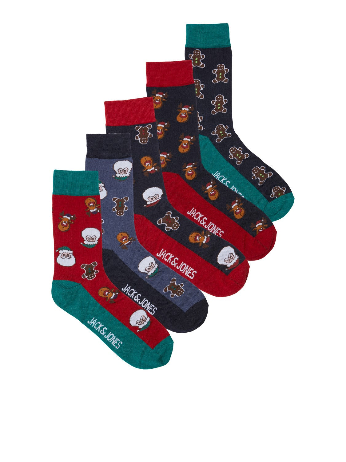 Mens Jack & Jones 'JACSWEET' Christmas/ Xmas Socks Giftbox (5-pack)