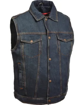 Milwaukee Leather Men's Snap Front Denim Vest with Shirt Collar- Big - 4X