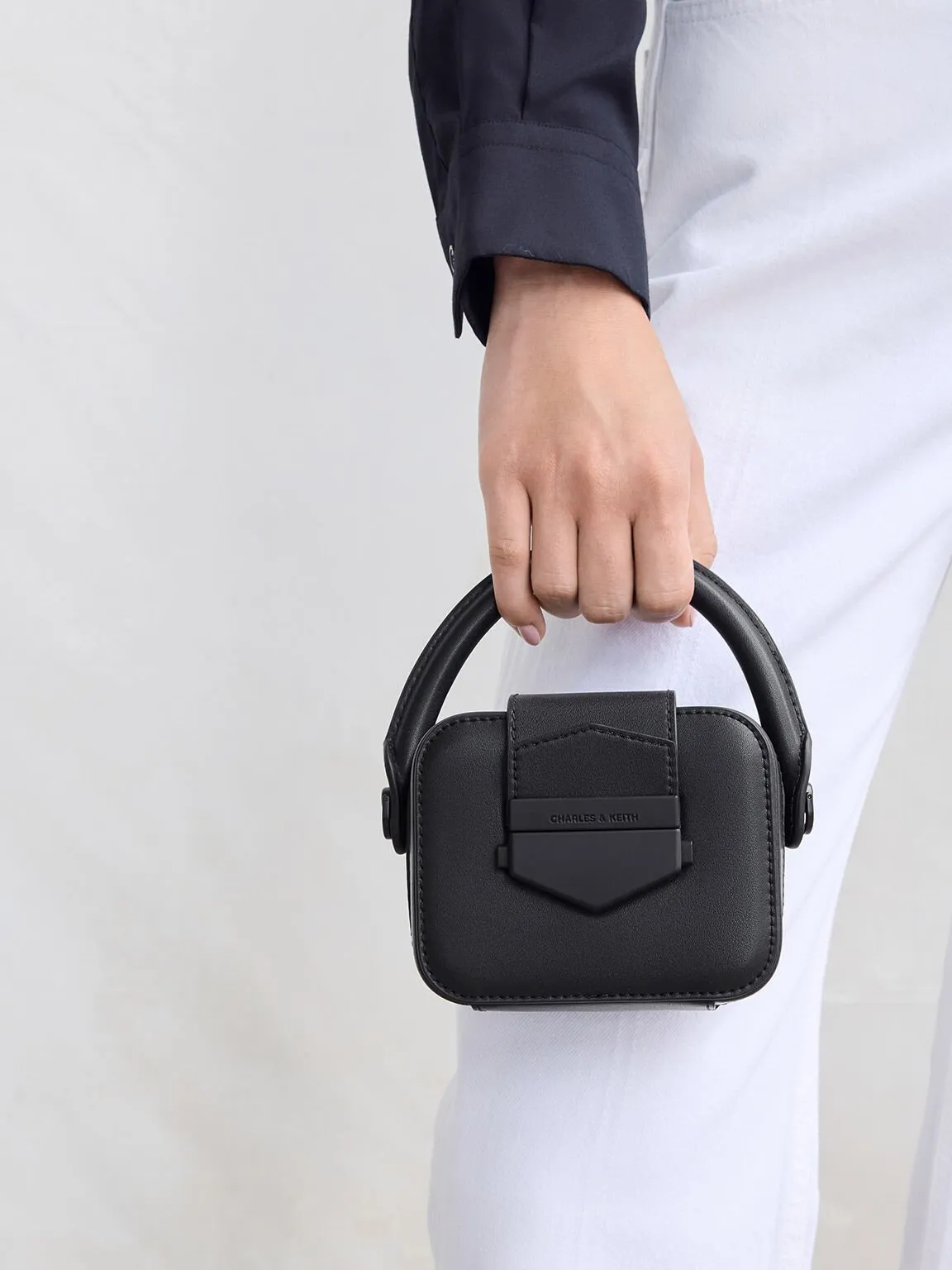 Mini Vertigo Boxy Top Handle Bag - Jet Black