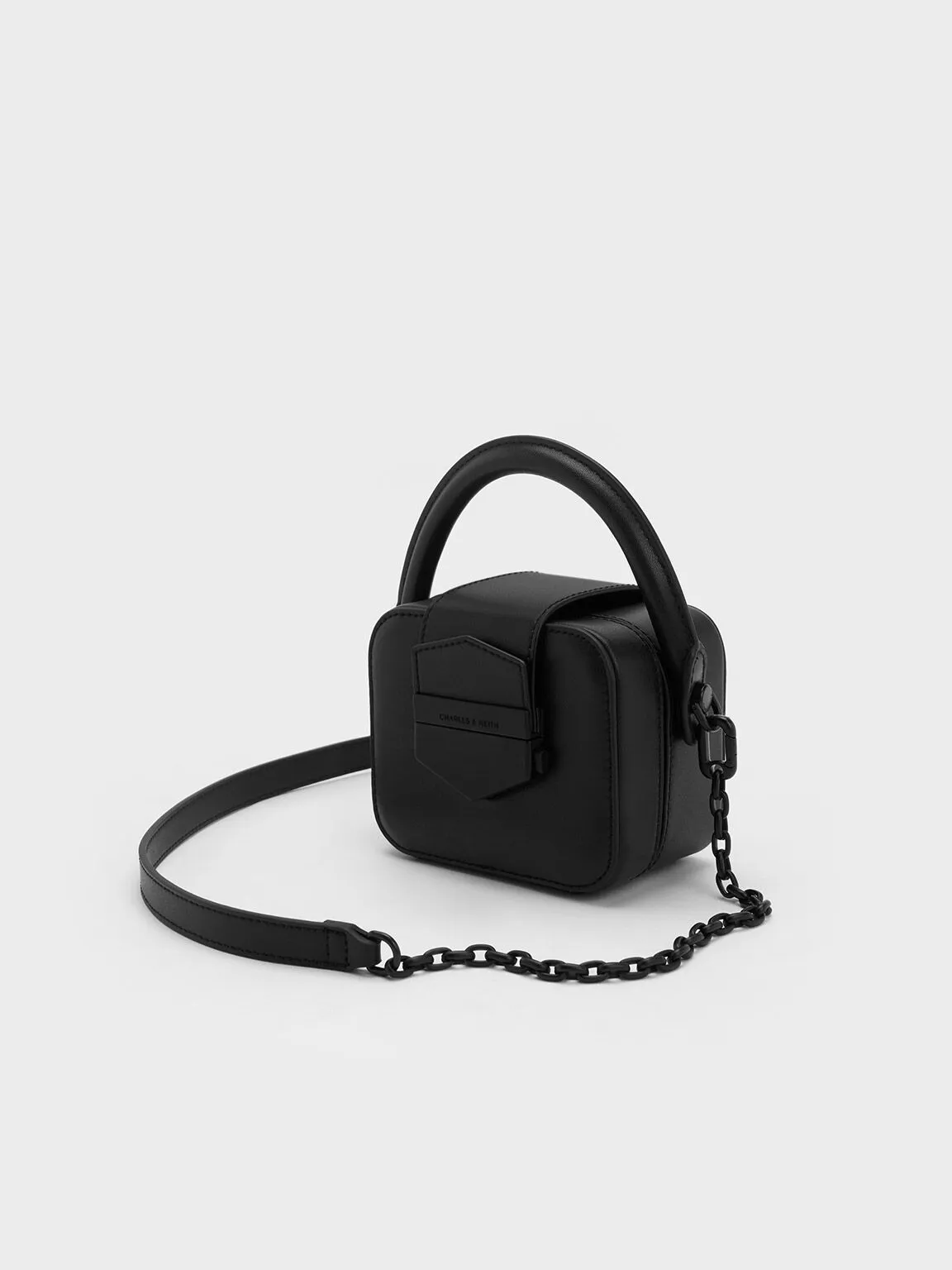 Mini Vertigo Boxy Top Handle Bag - Jet Black