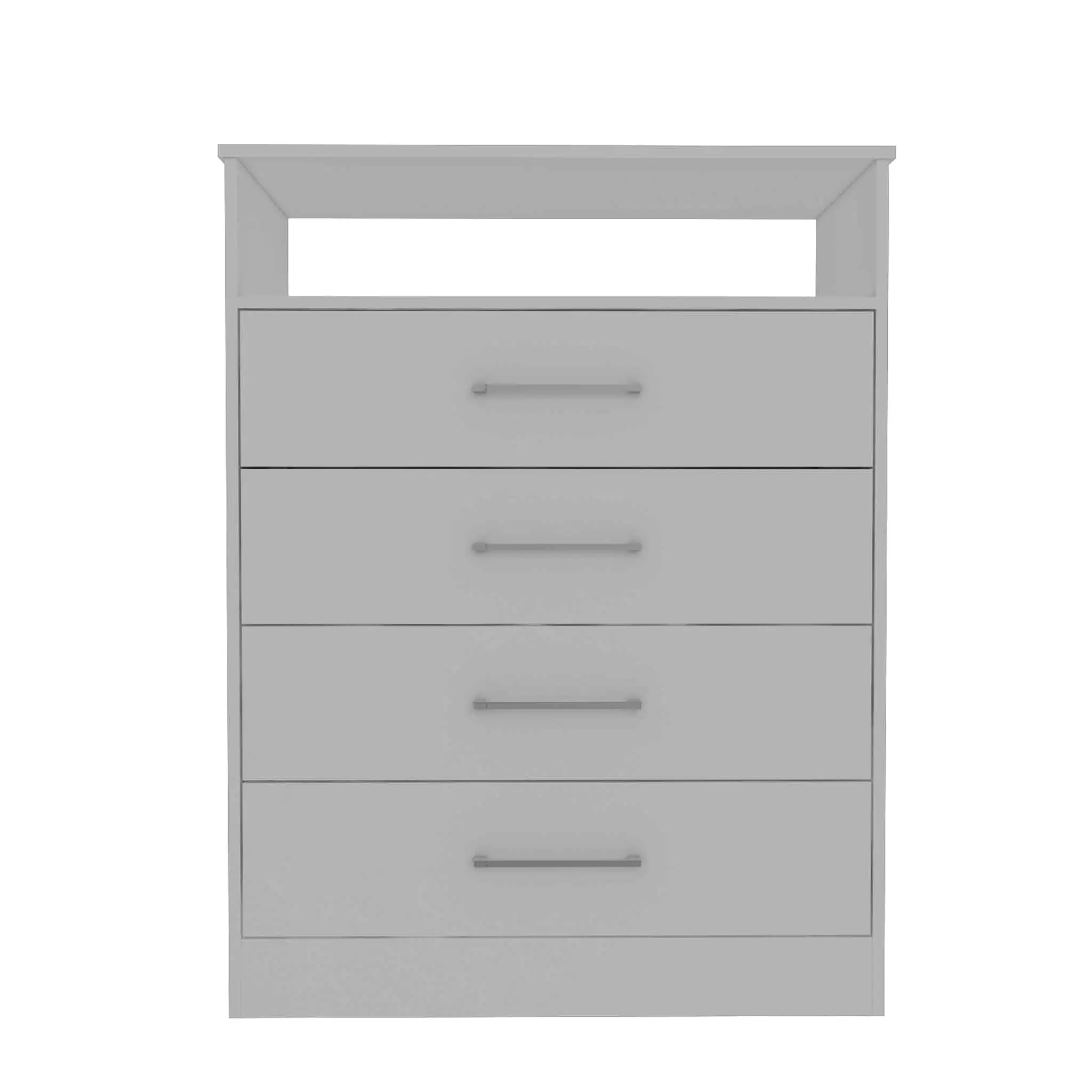 Modern White Four Drawer Dresser with Hutch