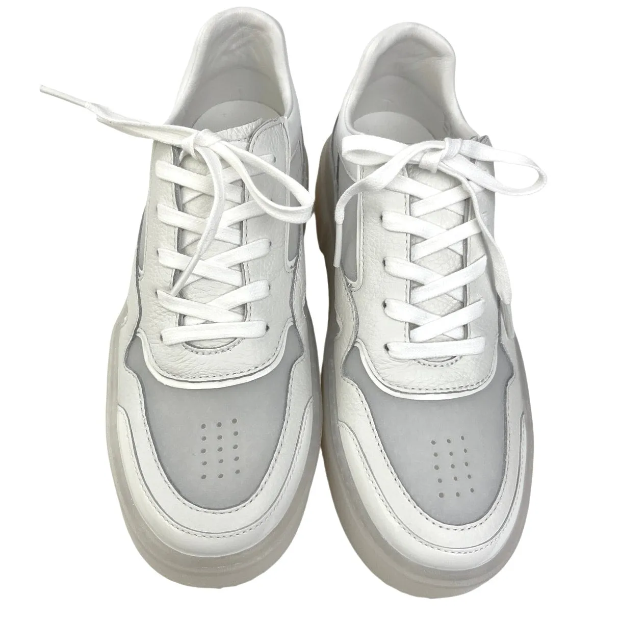 NEW Stuart Weitzman Brooklyn White Leather Lace-Up Athletic Sneakers Shoes 6.5B