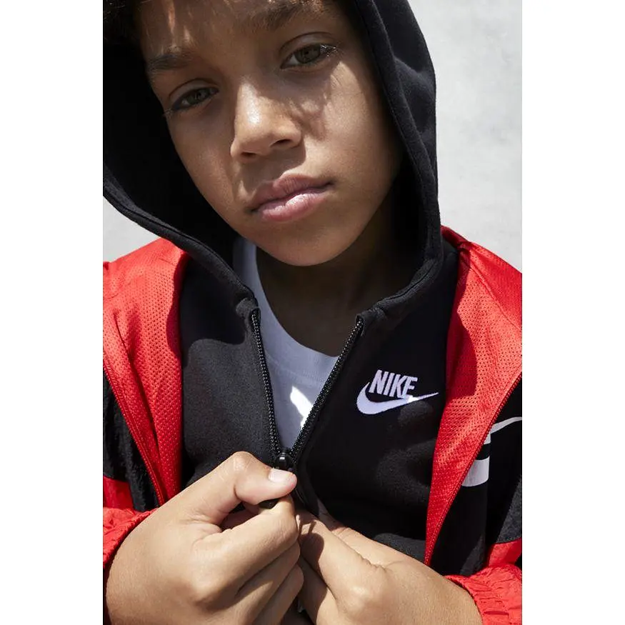 NIKE JUNIOR SPORTSWEAR CLUB BLACK FULL-ZIP HOODED JACKET