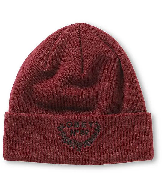 OBEY WATTLES BEANIE // BURGUNDY