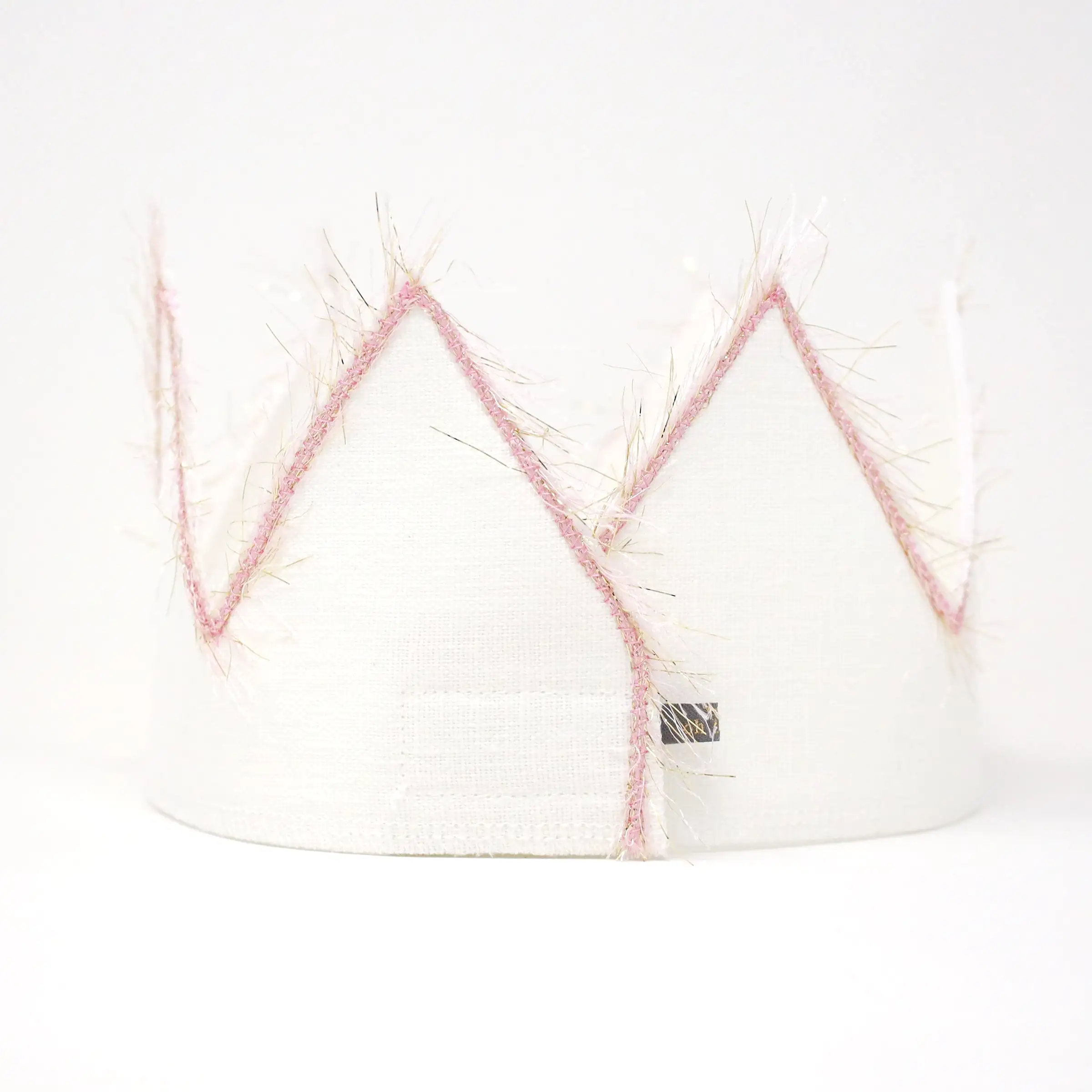 oh baby! four Birthday Crown with Blush/Gold Trim on Oyster Linen