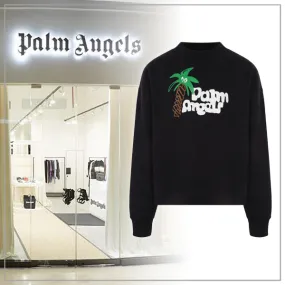 Palm Angels  |Crew Neck Sweat Street Style Long Sleeves Plain Logo