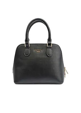 Paradox London Opera Black Faux Leather Top Handle Tote Bag