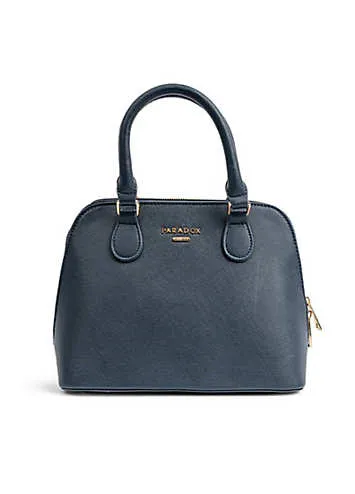 Paradox London Opera Navy Faux Leather Top Handle Tote Bag