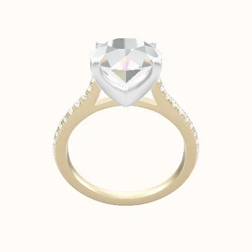 Pave Cathedral Engagement Ring With Four Prong Head