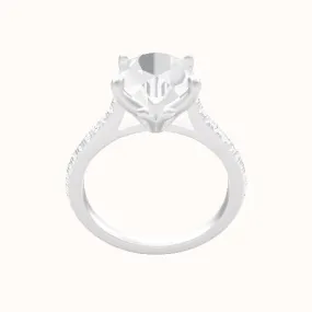 Pave Cathedral Engagement Ring With Petal Four Prong Head