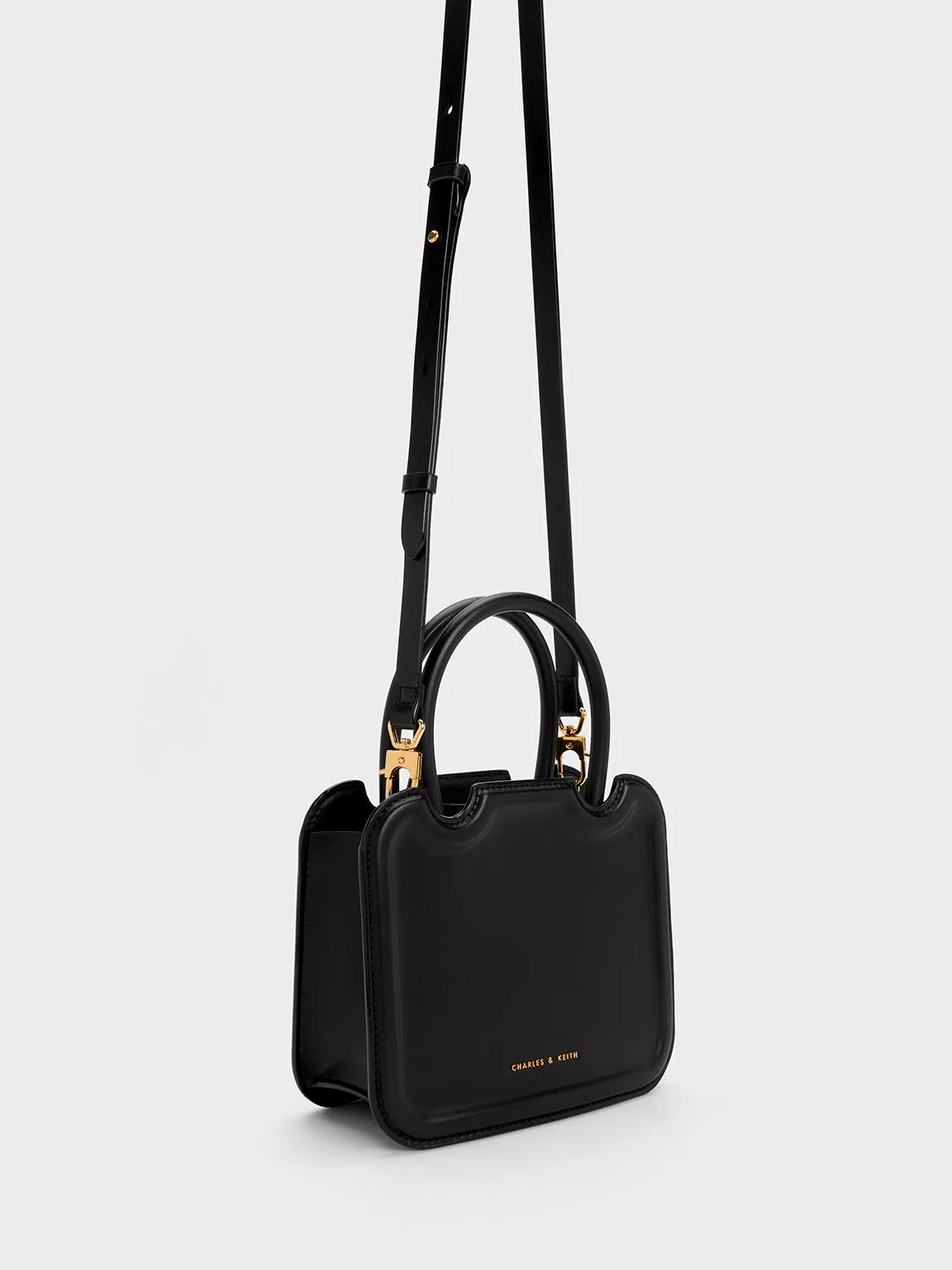 Perline Sculptural Top Handle Bag - Black