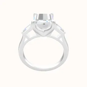 Plain Band with Baguette Sidestones Engagement Ring With Four Prong Head