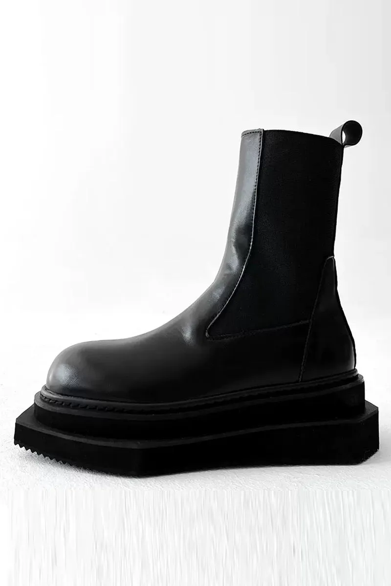 Platform Motorcycle Chelsea Boots