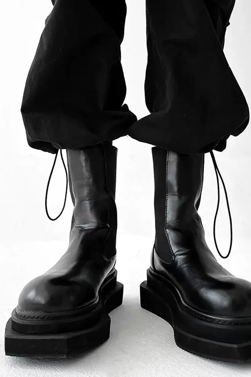 Platform Motorcycle Chelsea Boots