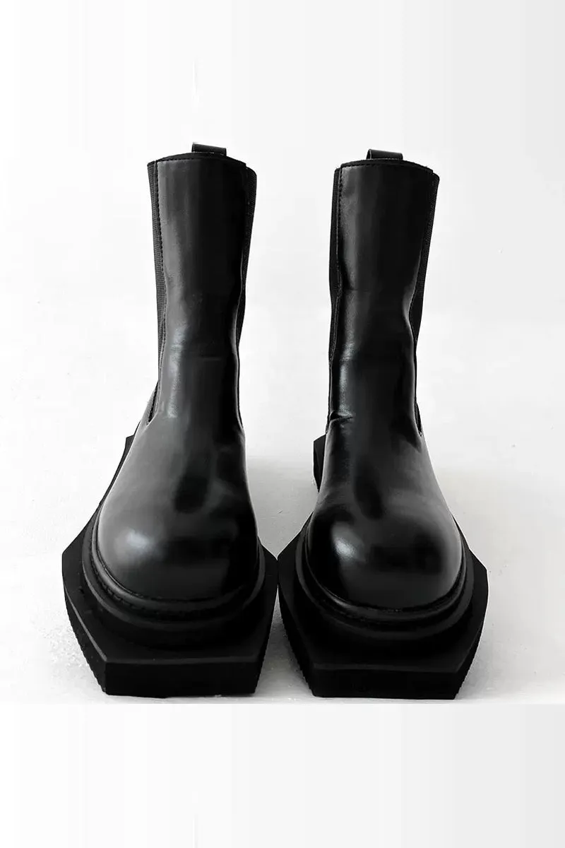 Platform Motorcycle Chelsea Boots