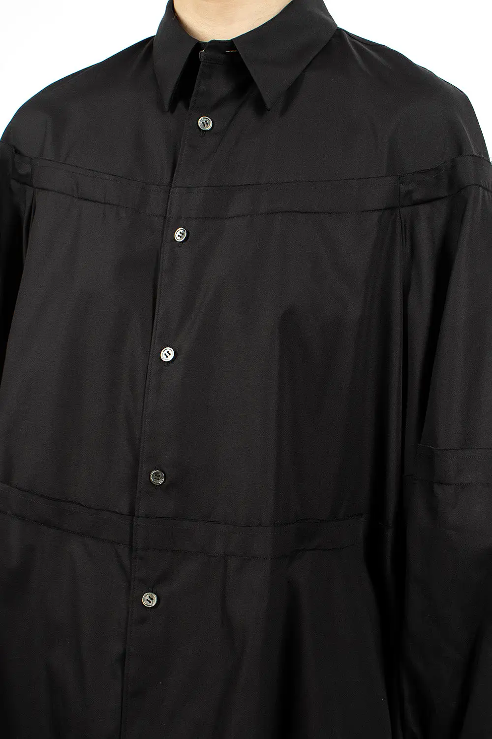 Raw Cut Panel Shirt Black