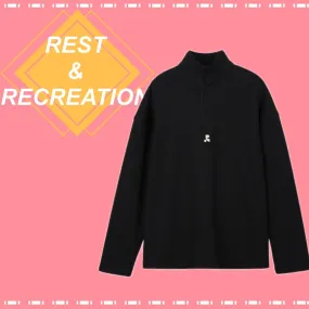 Rest & Recreation  |Long Sleeves Plain Cotton Logo V-neck & Crew neck