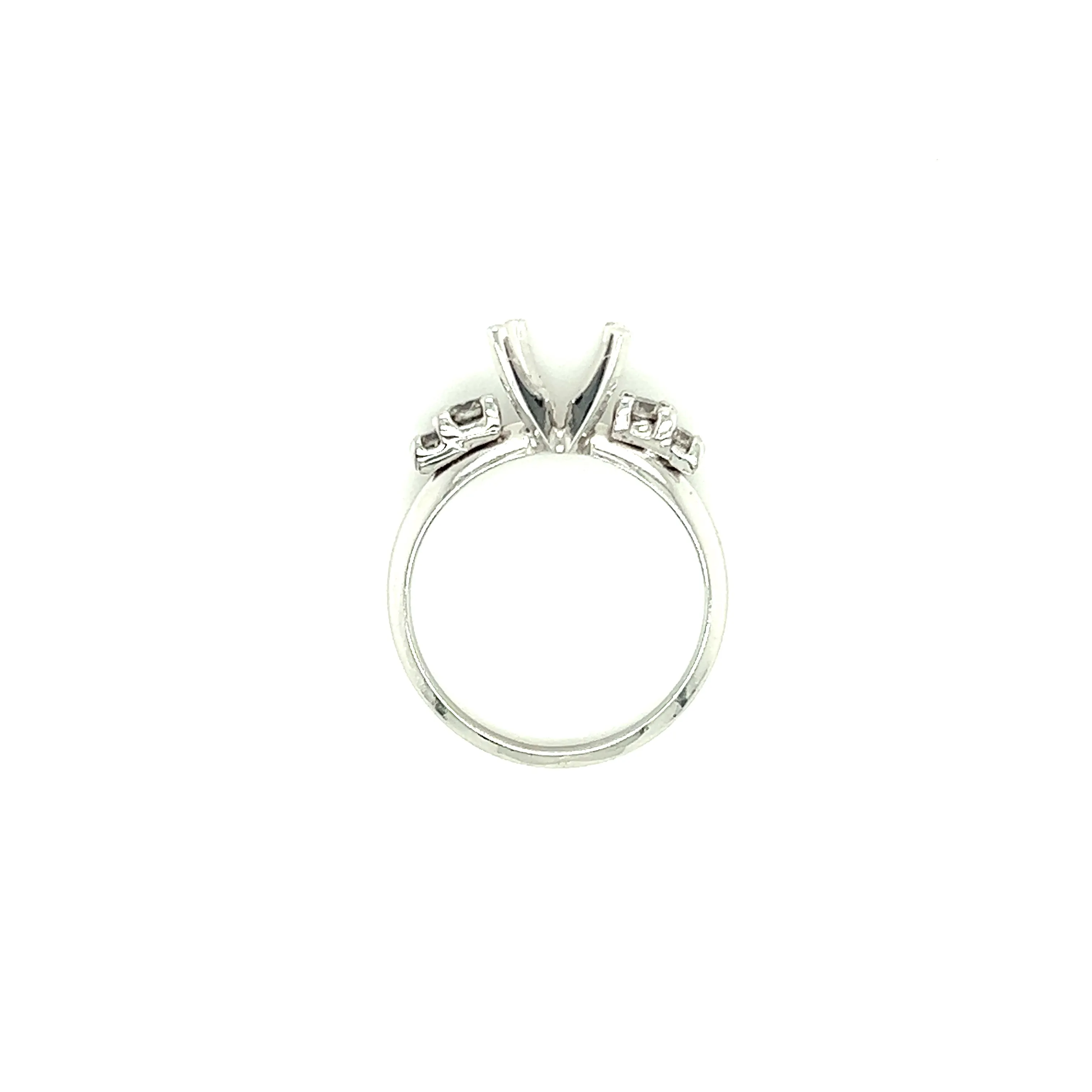 Ring Setting with Four Side Diamonds in 14K White Gold