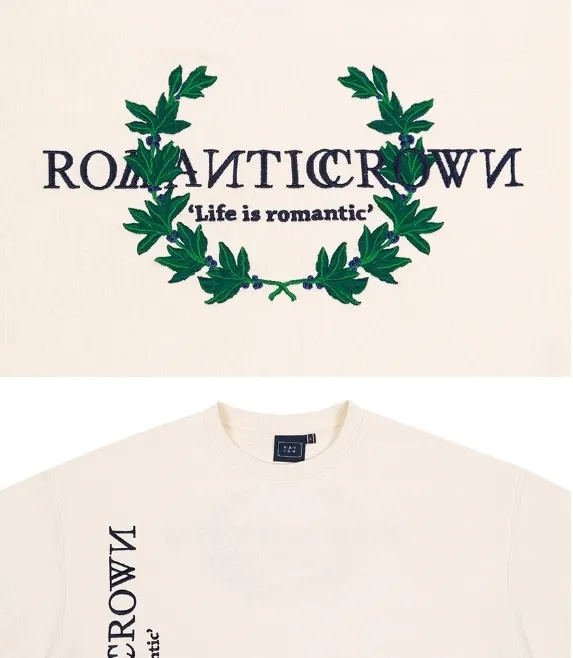 ROMANTIC CROWN  |Unisex Street Style Collaboration Long Sleeves Plain Cotton